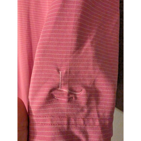 Dunning Golf Polo Shirt Men’s Small Coral Pink Stripe Stretch Performance - Picture 7 of 9